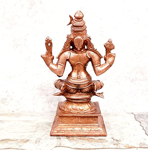 Image of Copper Idols of god Bhuvaneshvari 4.3 inches, 500 Grams, Patina Antique Finish, Pack of 1 Piece