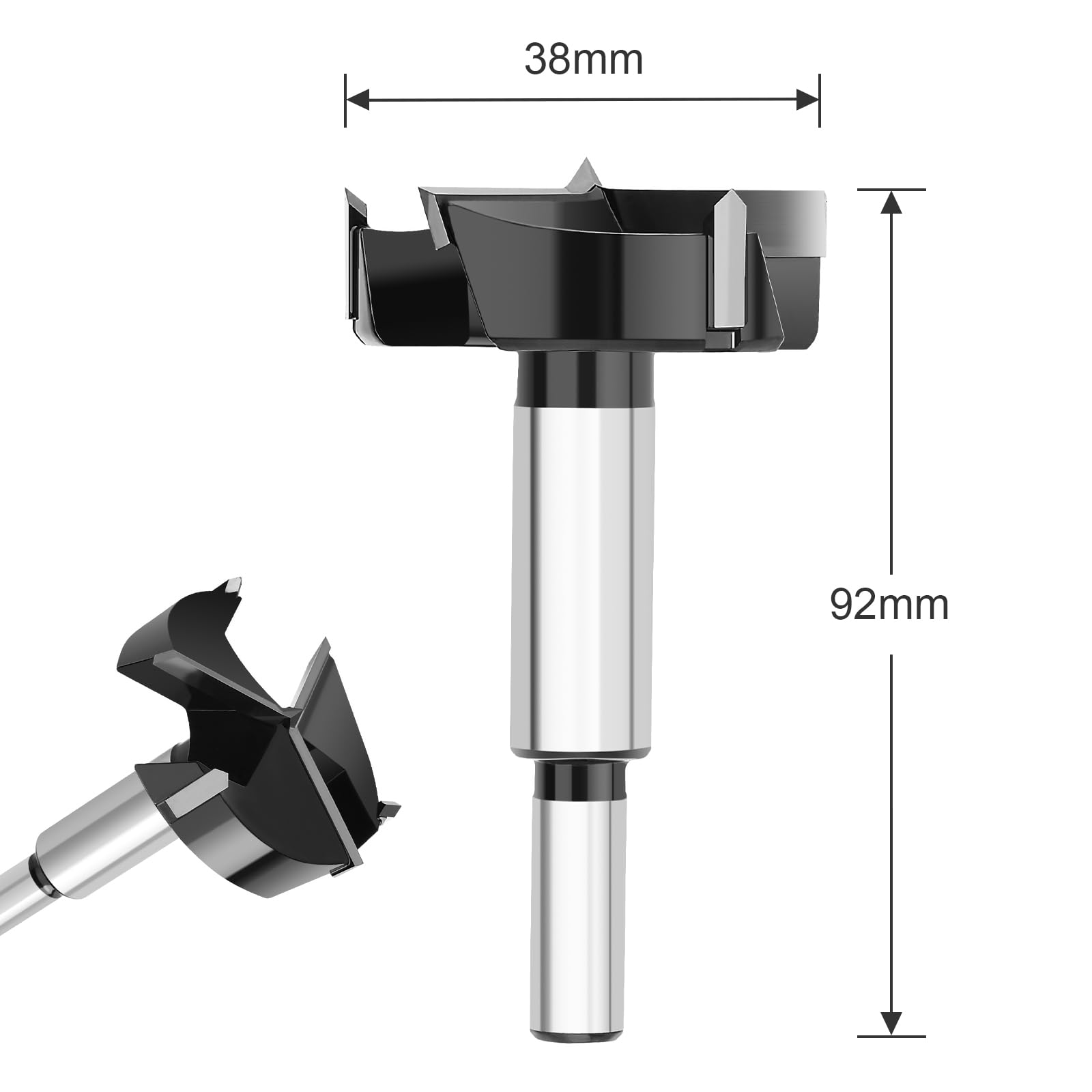 hsawbit 38mm forstner drill bit, Triple-Flute Carbide Tipped Forstner Bit Hole Cutter for Hard Wood, Woodworking Hinge Cutter Hinge Drill Bit - Image 2