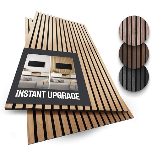 Image of 2-Pack Wood Panels for Wall - Acoustic Wood Slat Wall Panels, Soundproof Wooden Paneling for Interior Decor
