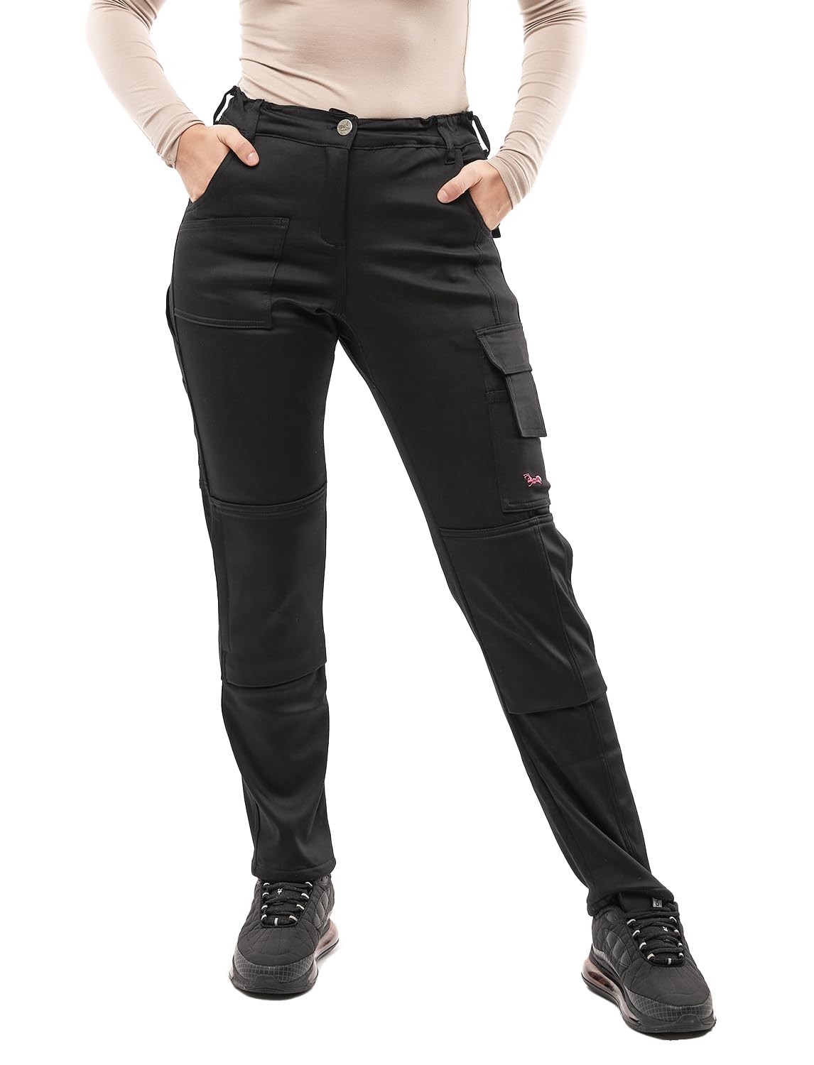 strongAnt Damen Arbeitshose komplett Stretch für Frauen Bundhose mit Kniepolstertaschen Schwarz Grau Weiß Pink