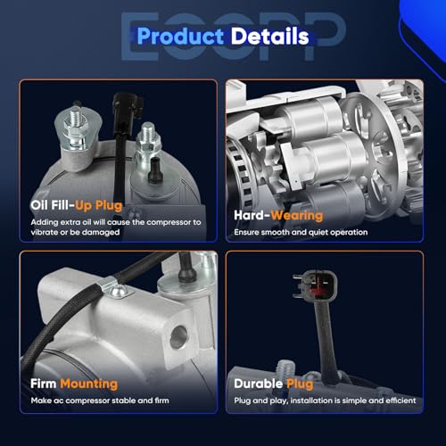 Image of ECCPP AC Compressor 2006-2010 Fit for Ford Explorer for Mercury Mountaineer 4.0L 2007-2010 Fit for Ford Explorer Sport Trac 4.0L AC Compressor with Clutch Rapid Cooling