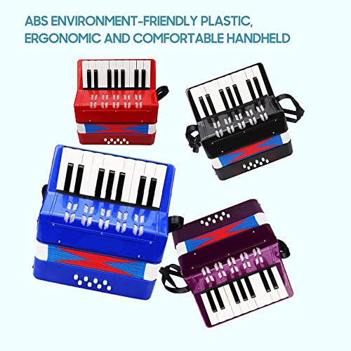 Btuty Kinder Akkordeon 17 Tasten 8 Bass Keyboard Instruments Mini Accordion Educational Musical Instrument für Anfänger Geburtstagsgeschenk