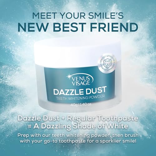 Image of Venus Visage Dazzle Dust Teeth Whitening Powder - Enamel-Safe Toothpaste Powder for Stain Removal (40 g /140 oz)