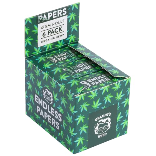 6x Grannys Organic Endless Papers | 45 mm breit | 5 Meter pro Rolle | Aus Papier | Blättchen zum Drehen in individueller Länge | Natürlicher Roll Genuss | Drehfreiheit