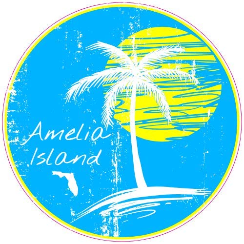U.S. Custom Stickers Amelia Island Florida Circle Sticker 3 Inch