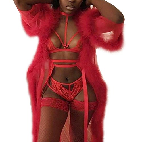 2019 New Women's Sexy Sleepwear, Lingerie Front Closure Babydoll Lace V Neck Mesh Sleepwear by JMETRIE Black