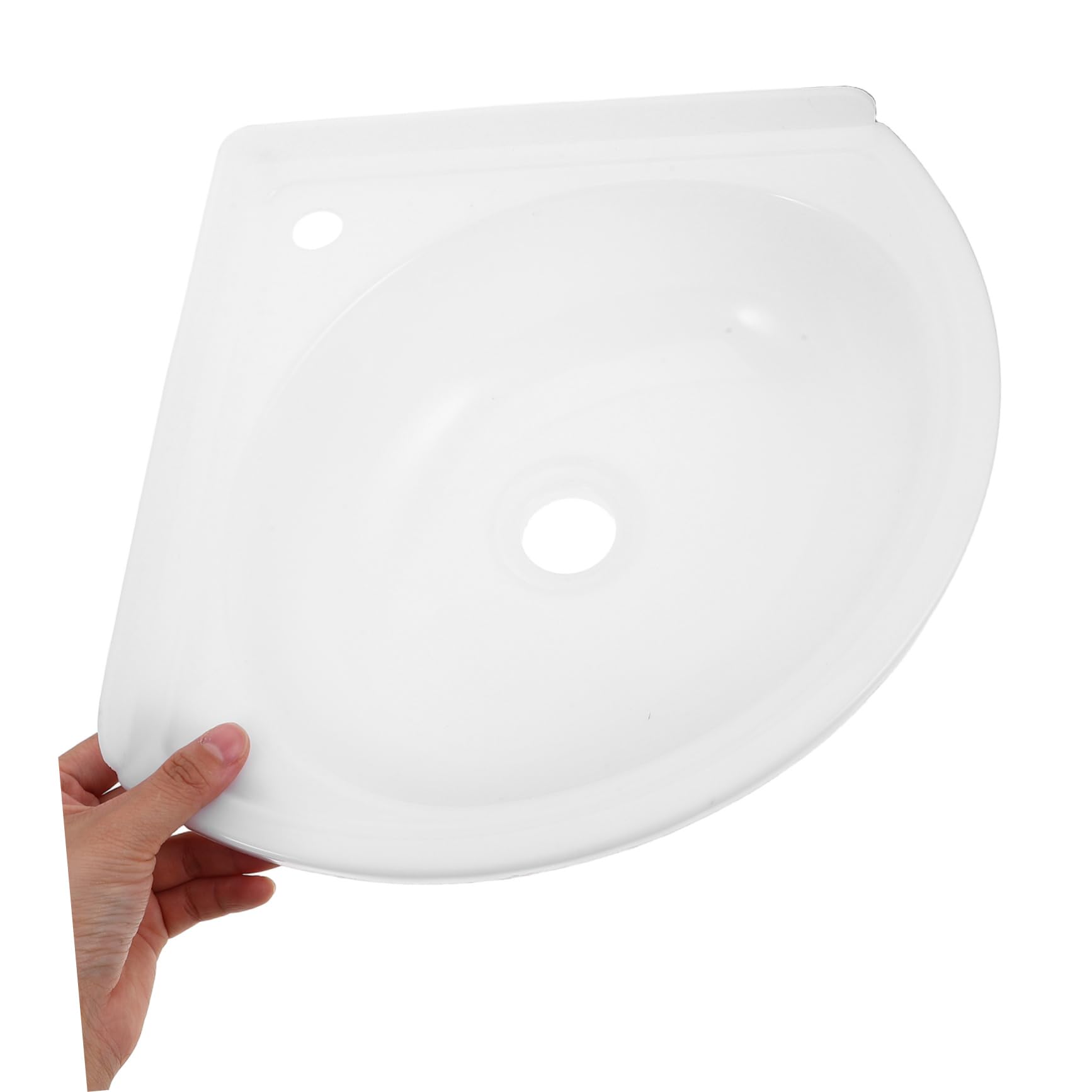 Lavabo Triangulaire en Plastique Léger, Montage Mural Facile, Design Compact et Gain de Place, pour Salles de Bain et Balcons Plusieurs styles