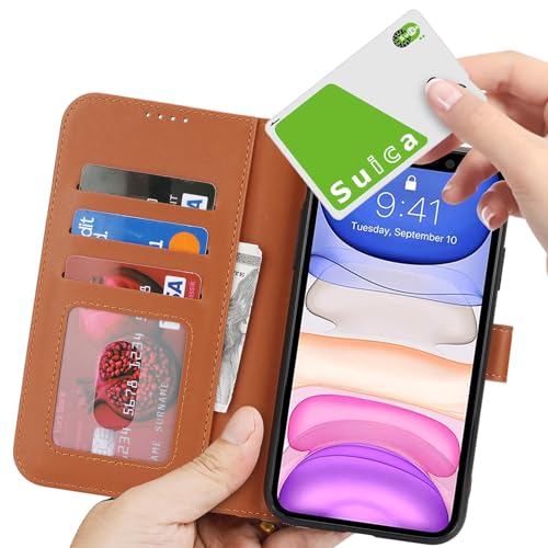 Image of for iPhone 11 Case Wallet with Card Holder,for iPhone 11 Wallet Case for Women Men,PU Leather Shockproof Magnetic Buckle Stand Flip Phone Case-Brown