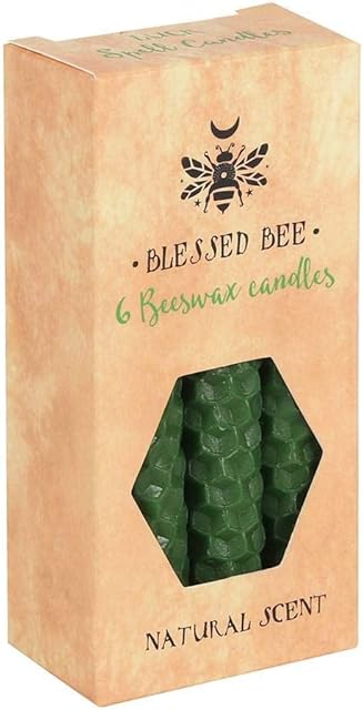 Candles | Green Beeswax Spell | H 11cm x W 5.5cm x D 3cm | Pack of 6