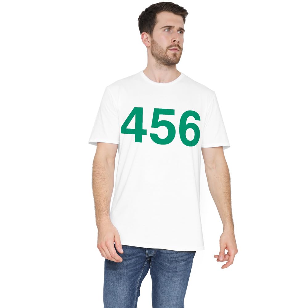 Squid Game Player 456 Unisex T Shirt, White, Large