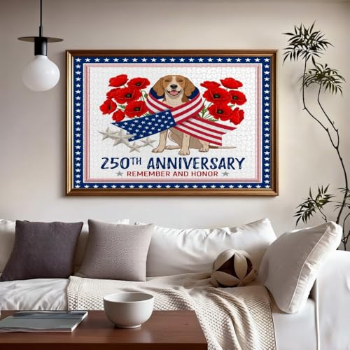 Puzle de madera de 1000 piezas Coonhound, decoración artística y patriótica premium 5