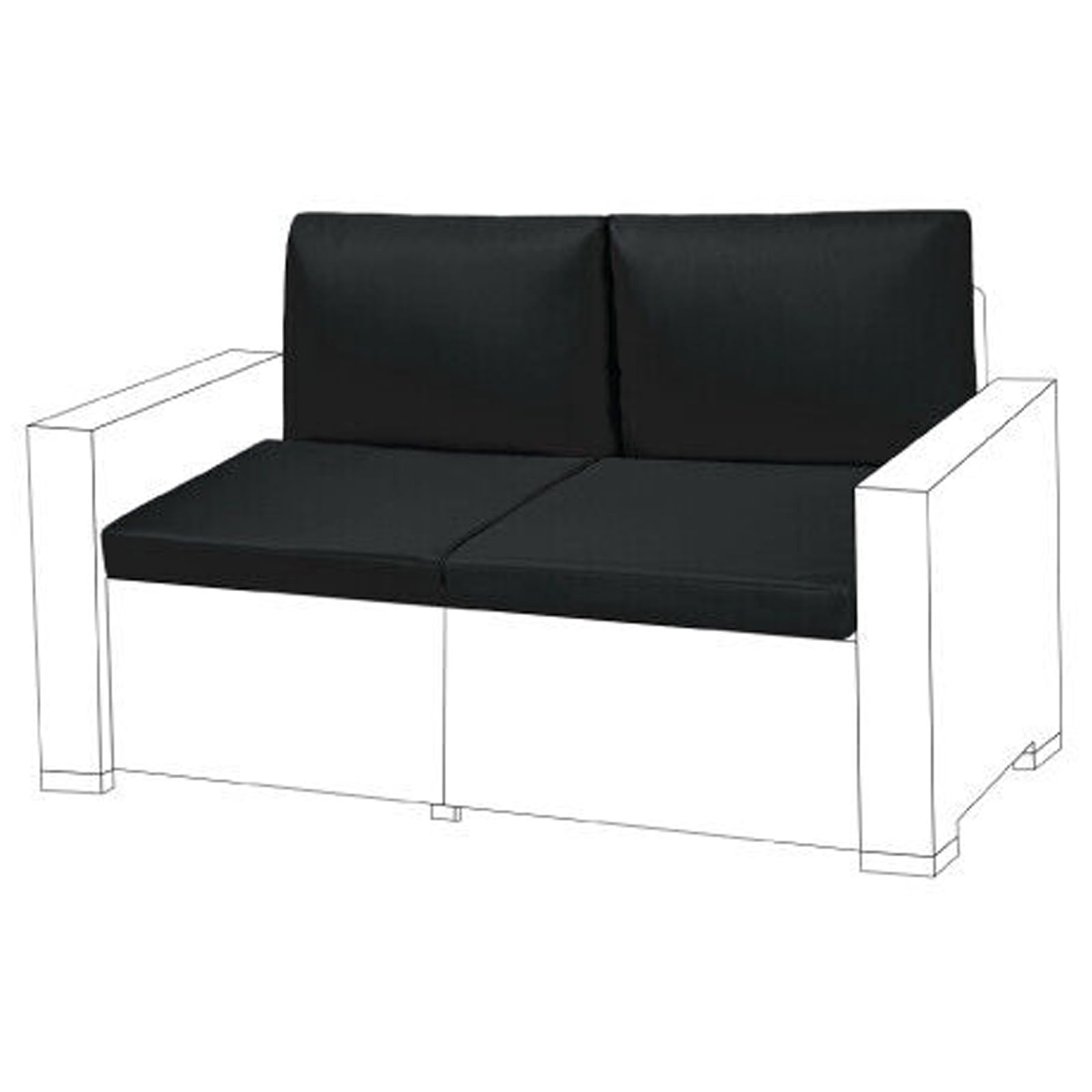 Soodie&Zuzu's Outdoor Garden Furniture Cushion Seat Pad Only Keter Allibert California Rattan Furniture 1 2 3 4 Seater Sofa Armchair Water Resistant Removable Cover (2 Seater - 4 PCs, Black)