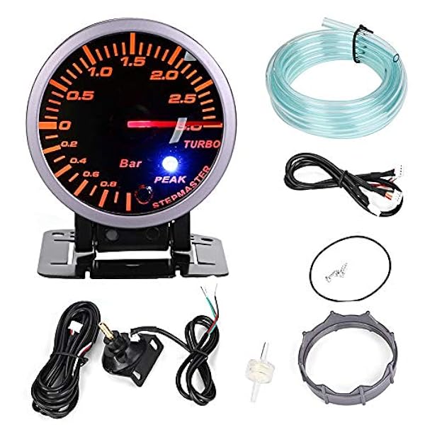 Manometro Pressione Turbo Sonda Elettronica Manometro Pressione Turbo Manometro Turbo Boost, 2.5 Pollici 60Mm 3.0 Bar Led Modifica Auto Indicatore Misuratore Turbo Boost Dc12V