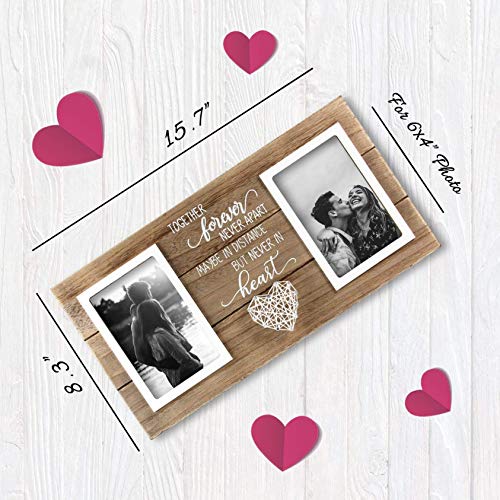Vilight Long Distance Relationships Gifts For Couples - Long Distance Friends And Sisters Gifts - Together Forever Picture Frame - Holds 2 4X6 Photos #TOP4