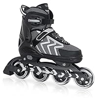 Nattork Adjustable Blades Roller Skates for Adults Women and Men,Outdoor & Indoor Black Inline Skates for Kids,Boys,Beginners,Size 6.5 7 7.5 8