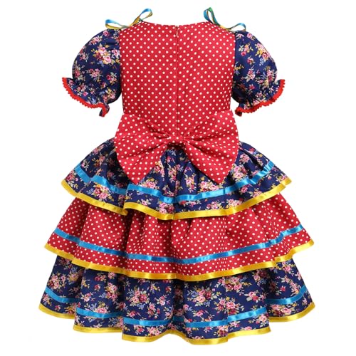 Vestido para niña pequeña estilo Festa Junina con lazo rojo miniatura 3
