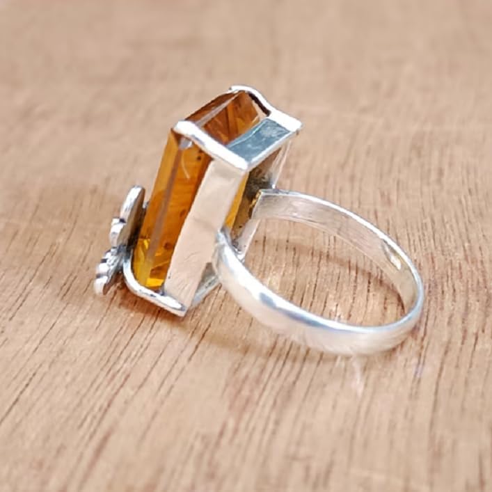 Citrine Ring, HoneyBee Ring, 925 Sterling Silver Ring, Beautiful Ring, Handmade Ring, Wedding Ring, Women Ring, Bee Band Ring, Gift Item, Minimalist citrine ring