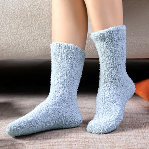 Image of Premillow Fuzzy Socks for Women, Winter Warm & Cozy Fluffy Socks Womens Ultra Soft Sleeping Slipper Sock for Women Gifts