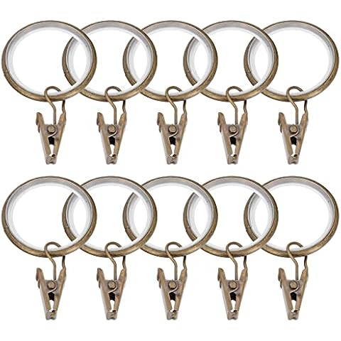 Sento Metall Zubehör für Ø 19 mm Gardinenstangen in Messing Antik Ø 19mm 10x Ringe Cover