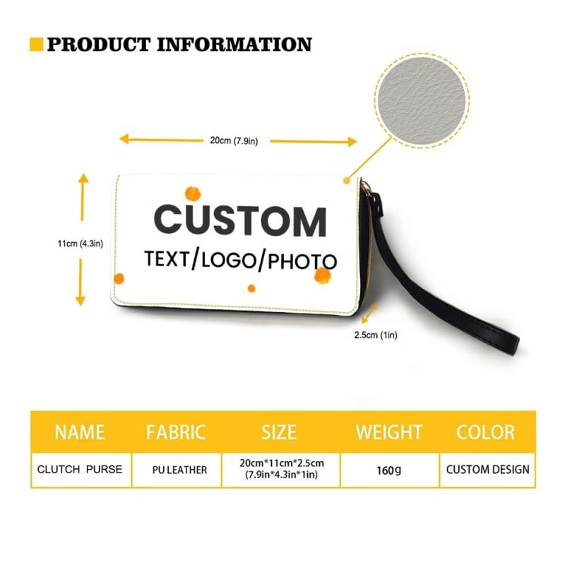 Customized Women's Leather Wallet, Personalized Picture/Text/Logo Zippered Handbag, Mother's Day Birthday Anniversary Valentine's Day Gift, Brown, Modern3