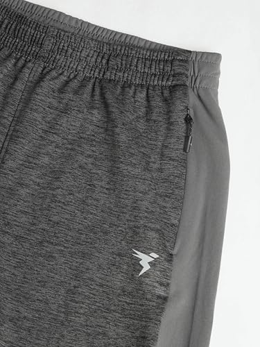 Image of TECHNOSPORT Men's Melange Slim Fit Techno Dry Trackpants Drawstring 2-Pocket Polyester Joggers for Gym Running Workout UPF50+ Anti Odour