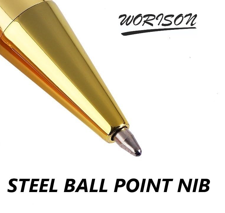 Image of worison Elegant Slim Metallic Retractable Ballpoint Pens Smooth, Sturdy Ideal for Gifting (Golden, Pack of 1)