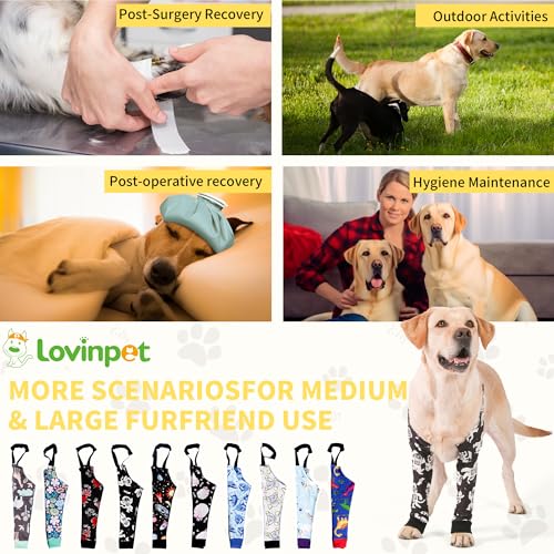 Image of LovinPet Dog Elbow Protector Anti-Licking Elbow Sleeve, Adjustable, Comfortable & Durable Front Leg Guard for Medium to Large Dogs, Prevents Licking and Chewing,Dog Sleeve,Dog Leg Sleeve,Black