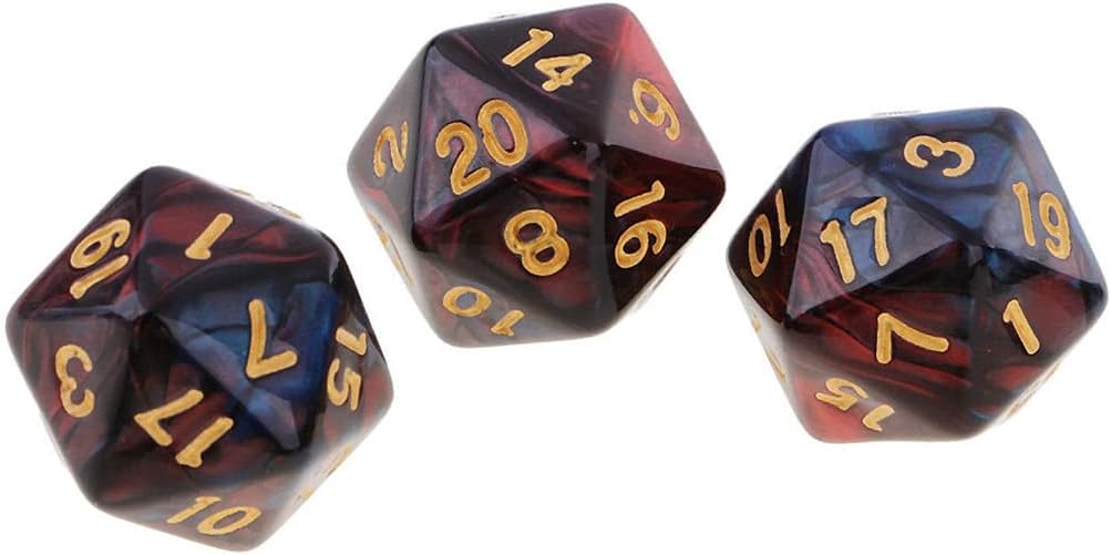 10PCS Polyhedral D20 Dice 20mm Acrylic 20 Sided Dice for RPG MTG DND Table Games (Red Blue)