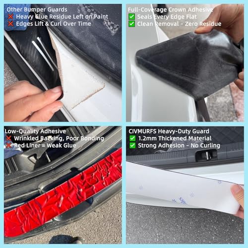 Image of Rear Bumper Protector for SUV /Truck, 36.6 inchx3 inch Universal Matte Black Guard - Carbon Fiber Textured Anti-Scratch, High-Adhesion Easy Install Trunk Lip Cover