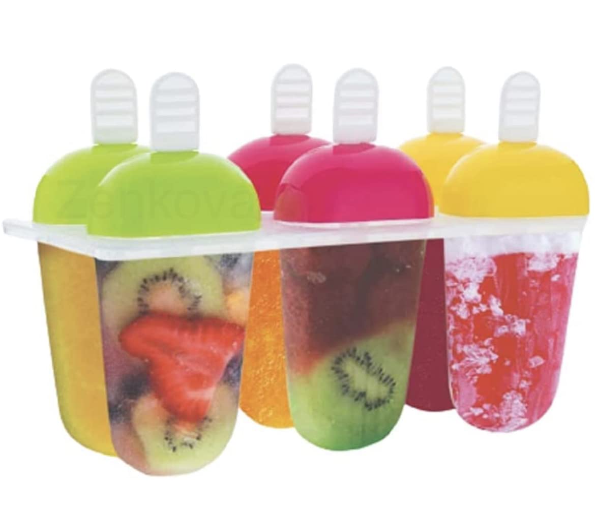 Zenkova Plastic Reusable Popsicle Ice Candy Mold with Tray Stick, Candy Maker, Candy Ice Stick Tray, Candy Ice Cream, Candy Box, Kulfi Maker Mold (6)