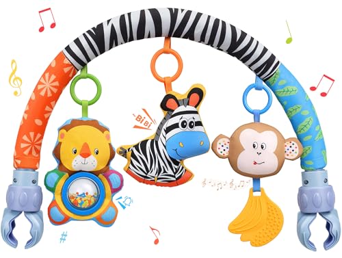 Zendstanding Baby Activity Arch Toy - Clip on Pram Pushchair Baby Toys Musical Sensory Toys Hanging Toys for Newborn 0-12 Months Boy Girl Shower Gifts
