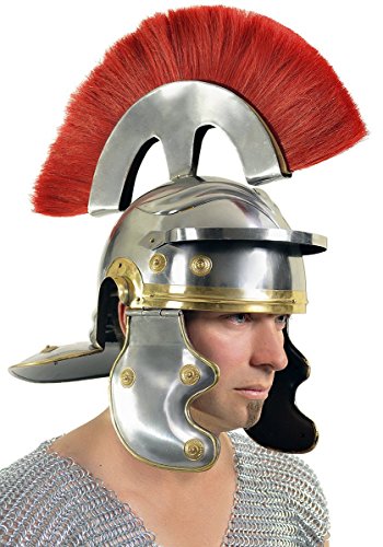 Roman Centurion Helmet - Silver/Red