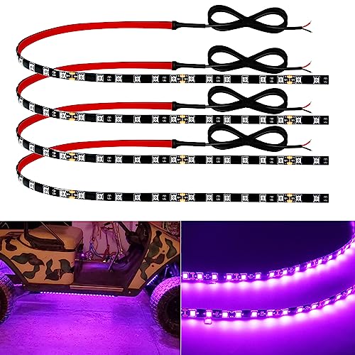 Image of Car Led Strip Lights 24 inch Connectable 12V Led Light Strip for Cars Golf Cart Boat Marine Motorcycle Interior & Exterior Waterproof Strip Pink, 4Pack