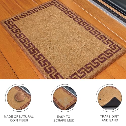 Image of Encasa XO Coir Door Mat for Home Entrance, Anti Slip PVC Back Natural