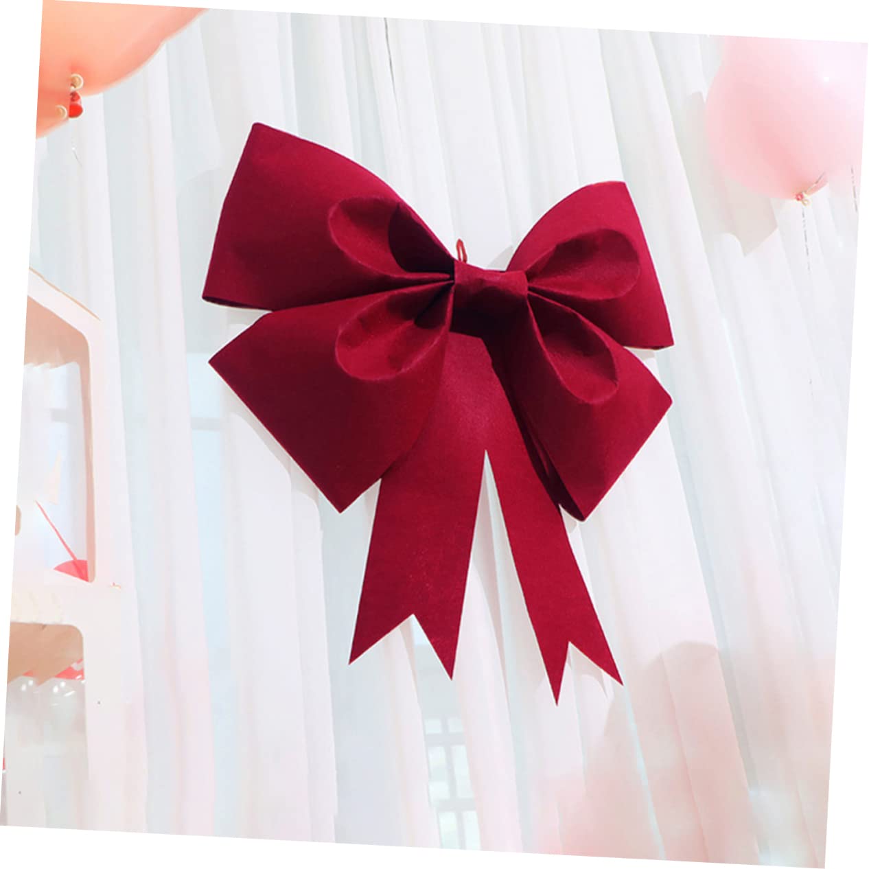 Nœud de Mariage Rouge en Tissu Non Tissé, 1 Lot Décoratif | Décoration Suspendue pour Mariage, Porte, Style Romantique Chic, Ambiance Festive