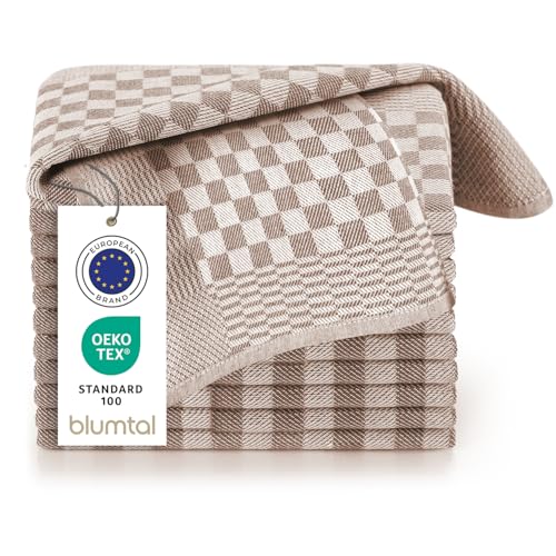 Blumtal torchons de Cuisine en Coton 50 x 70 cm, Lot de 5 - Torchons de Cuisine 100% Coton - Torchons de Cuisine Ultra-absorbants - Torchon de Cuisine Marron...