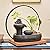 Tabletop Fountains Ceramic Tabletop Fountain with Wooden Base and LED Light Ring Indoor Ceramic Tabletop Fountain for Home Decoration Table Desk Office Patio Indoor Water Fountains