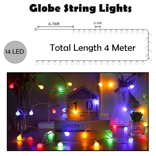 Image of Party Propz Multicolor Led Ball Light for Decoration - 4m, 14LED, String Lights for Home Decoration, Ball String Lights for Home Decorations, Led Lights for Decorations, RGB Light for Room