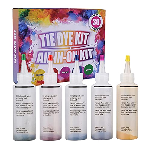 Tie Dye Kit, MAXSHOP(5Colors Big 120ml/each) DIY Pastel Tie Dye Kit Party Supplies, Party Tie Dye Kit for Adults and Kids, Tie-Dye kit, DIY Clothes Supplies User Friendly Dye for Creative