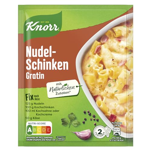 Knorr Fix Würzmischung Nudel-Schinken Gratin für einen leckeren Nudelauflauf mit natürlichen Zutaten 29x 32 g