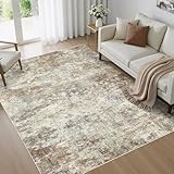 WITSHOCK 6x9 Area Rugs for Living Room : Machine Washable Non Slip - Low Pile Modern Abstract Carpet for Bedroom Kids Room Dining Room - Stain Resistant for Household - Pet Owners (Rust Color)