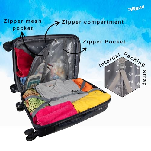 Image of F Gear PPS27 Polypropylene Hardshell /Hardsided /Hardcase Light Weight 8 Wheeler Spinner Luggage Bag /Smooth Speed Wheel Suitcase /Trolley with TSA Lock for Men Women (Carry On 20 Inch, Navy Blue)