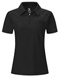 BGOWATU Women's Short Sleeve Golf Polo Shirts 1/4 Zip Tennis Tops Collared T-Shirts UV Protection Quick Dry