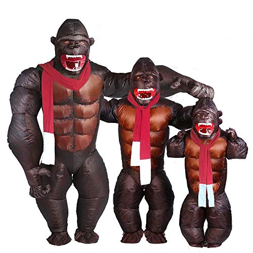 Adult Gorilla Inflatable Costume - Christmas Inflatable Costume Orangutan Gibbon Chimp Monkey Fancy Dress Blow Up Suit (Gorilla) (Gorilla L)