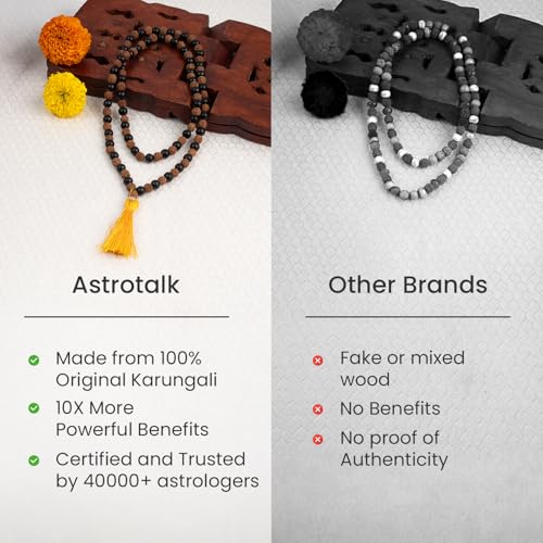 Image of Astrotalk Divya Rudraksha Karungali Mala 8mm 108+1 Beads | Original Rudraksha and karungali malai for Protection & Peace | Jap Mala for Meditation | Gift for Man & Woman | Premium Gift Box