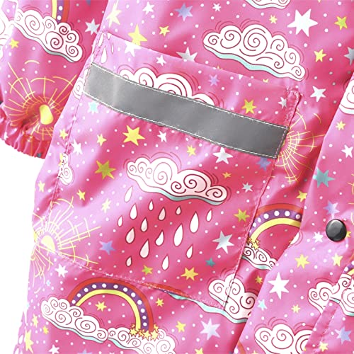 Girls Hooded Raincoat Windproof Reflective Clothes Pants Kids Trench Coats 2PCS Button Rain Jacket Raincoats Hoodies3