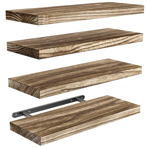 AMADA HOMEFURNISHING Floating Shelves, Paulownia Wood...