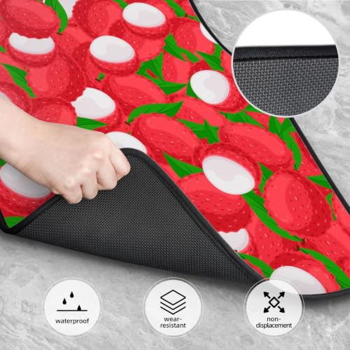 Alfombrillas de coche antideslizantes juego de 4 piezas neopreno vehículos patrón de fruta de lichi 4
