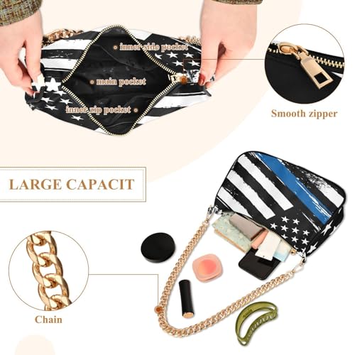Image of Shoulder Bags for Women American US Flag Independence Day Patriotic Hobo Tote Handbag Small Clutch Purse with Zipper Closure