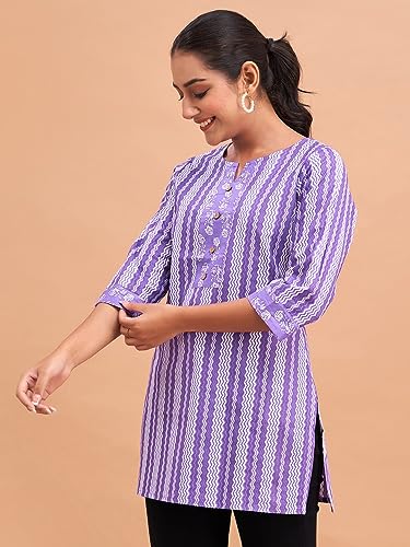 Image of feranoid Women Cotton Printed Short Kurti | Short Kurti for Women | Printed Cotton Kurti